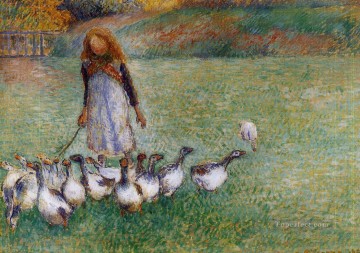 カミーユ・ピサロ Painting - ガチョウの女の子 1886年 カミーユ・ピサロ
